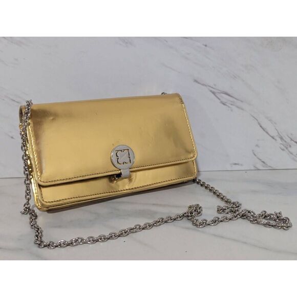 Liz Claiborne New York Women's Shiny Gold Cross Body Wallet - Picture 1 of 8